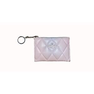 Kate Spade New York Pale Pink Quilted Leather Card Holder Keychain Coin Purse